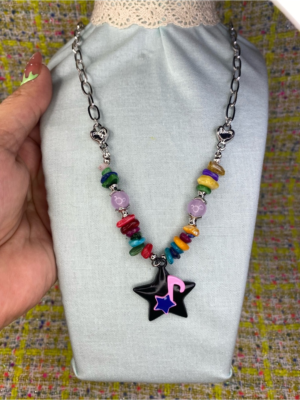 Cute colorful, natural stone necklace